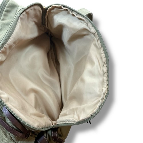 Giani Bernini Canvas Tote Handbag Khaki Brown Leather Trim Shoulder Bag Pockets - Picture 12 of 13