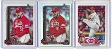 Graham Ashcraft 3 Card Lot 2023 Base Rookie (RC), 2025 Rainbow Foil & Base