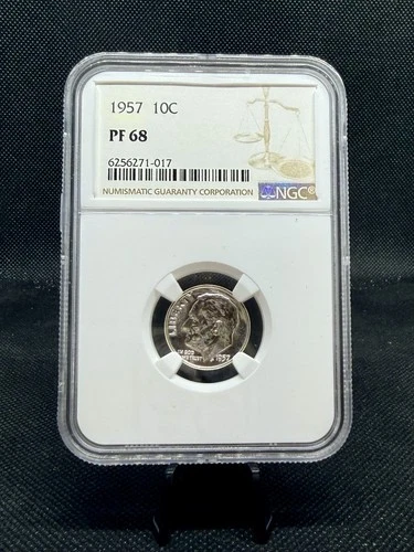 1957 90% Silver Proof Roosevelt Dime NGC PF68!