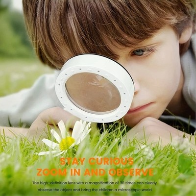 30X Jumbo Handheld Magnifying Glass w/ 12 Bright LED Light Illuminated Magnifier