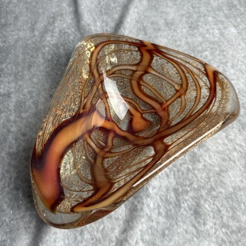 Vintage Murano Glass Dish Bowl W/ Aventurine 8”