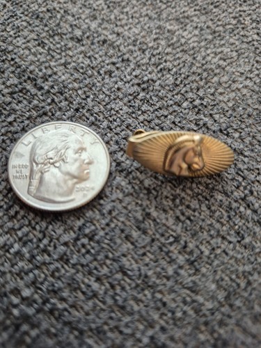 Roman Horse Head Gold Tone Tie Clasp Vintage 1"