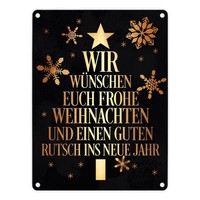 Frohe Weihnachten & Einen Guten Rutsch Christbaum Metallschild In 15X20 Cm