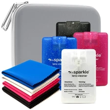 Sparkle Square Lens Cleaner Kit: 4 Spray,4 Microfiber Cloth & Multipurpose Pouch