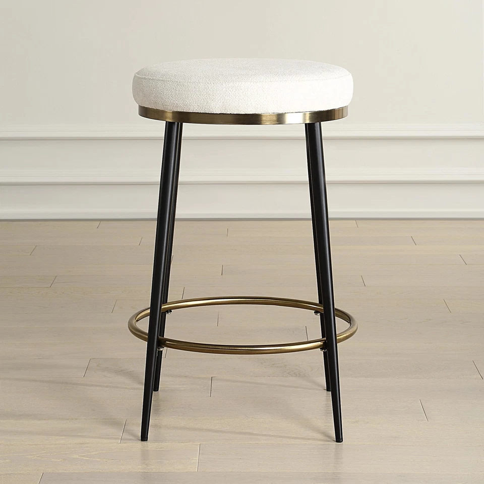 Uttermost 23897 Ensemble 20"W Metal and Polyester Accent Stool - Matte Black / - Image 4 of 4