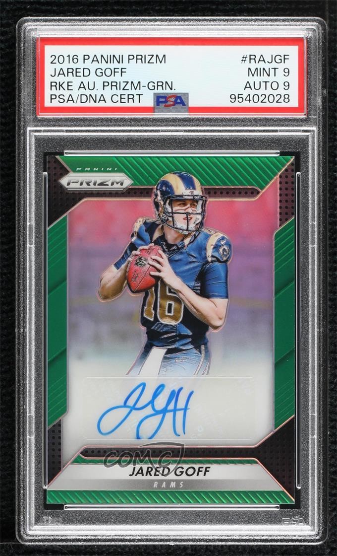 2016 Panini Prizm Rookie Green Jared Goff #RA-JGF PSA 9 MINT Auto RC 1s6