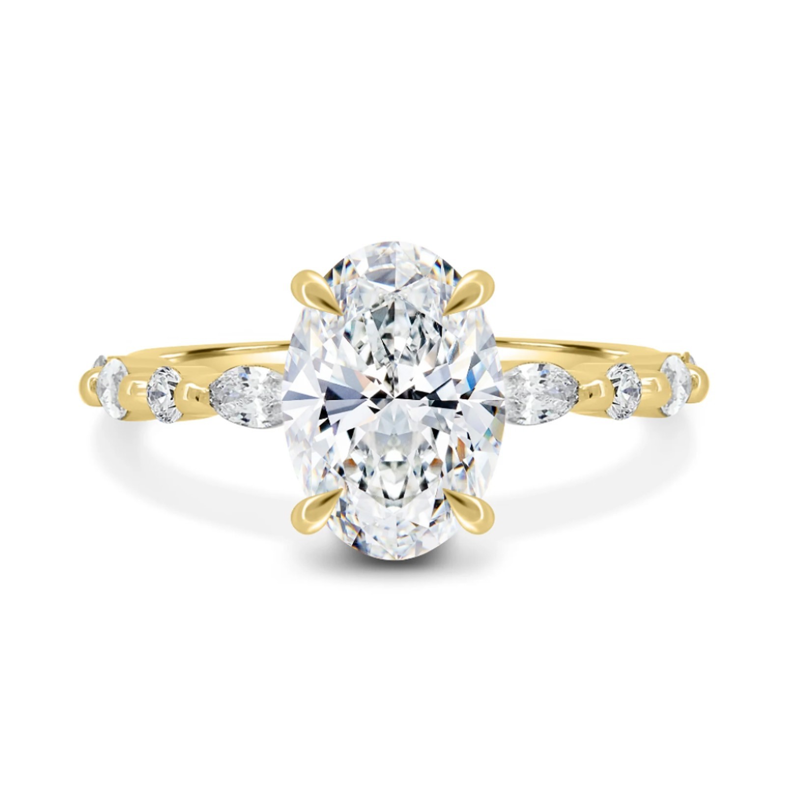 Engagement Ring 2 Carat IGI Lab Created Oval  Diamond 14k Yellow Gold E F VVS2-image