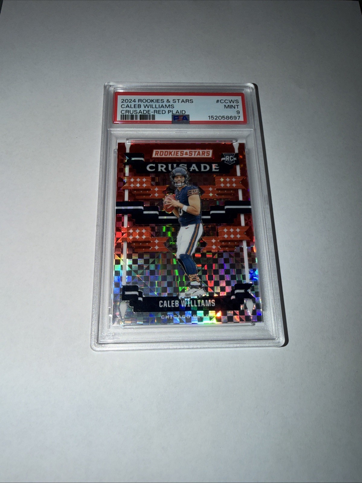 Caleb Williams 2024 Rookies & Stars Crusade Red Plaid Rookie Card PSA 9 C-CWS view 1