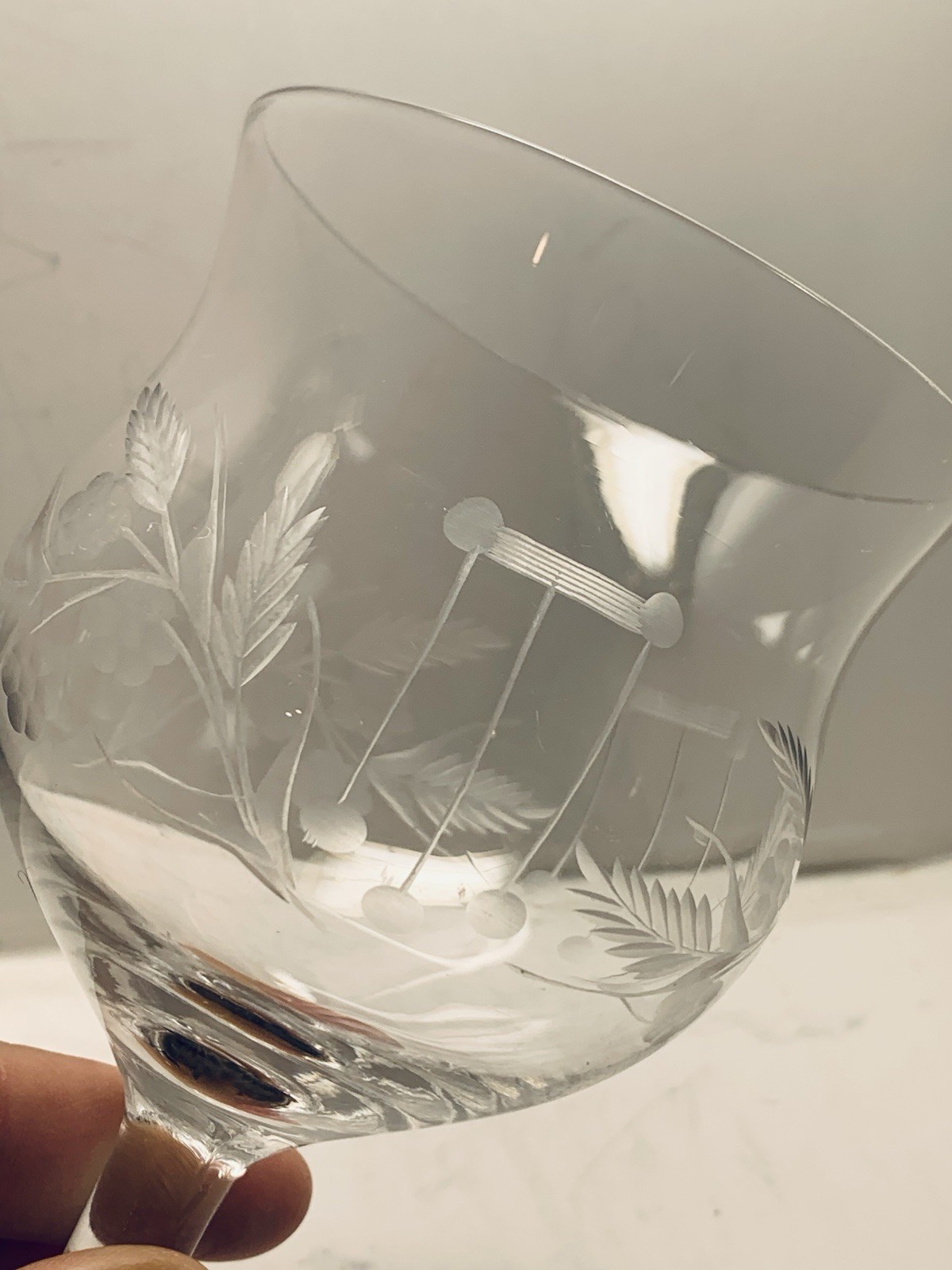 Rosos Design Vtg Pair Flared Lip Stem Wine Glasses 6.5” Rosé Pinot White Etched ...
