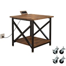 Large Printer Stand with Power Outlet, with Storage Shelf, 2 Tier Rolling Pri...