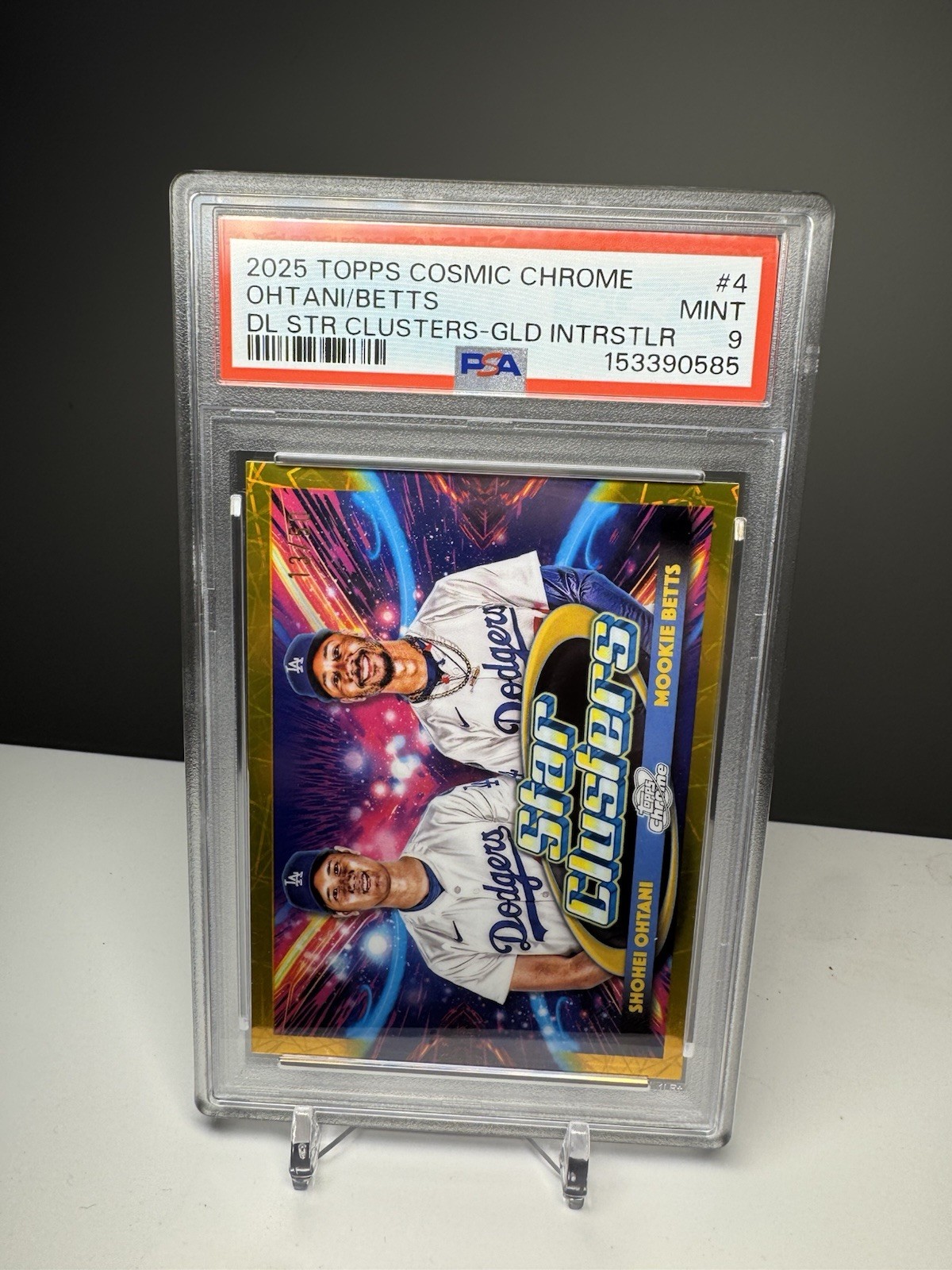2025 Topps Cosmic Chrome Star Clusters SHOHEI OHTANI MOOKIE BETTS Gold /50 PSA 9 view 3