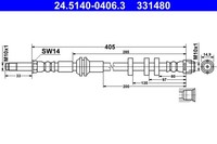 ATE Bremsschlauch 24.5140-0406.3 FüR Audi 8KH A4 B8 Allroad TDI Quattro Tfsi