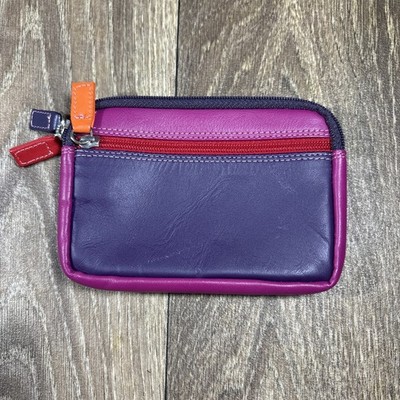 Mywalit Small Leather Double Zip Purse Sangria Multi