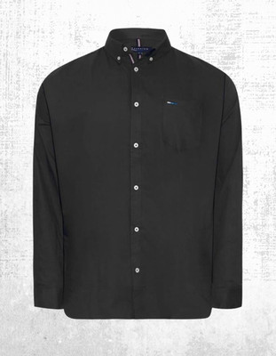 Mens BadRhino Shirt Big & Tall Black Long Sleeve Oxford Shirt Cotton