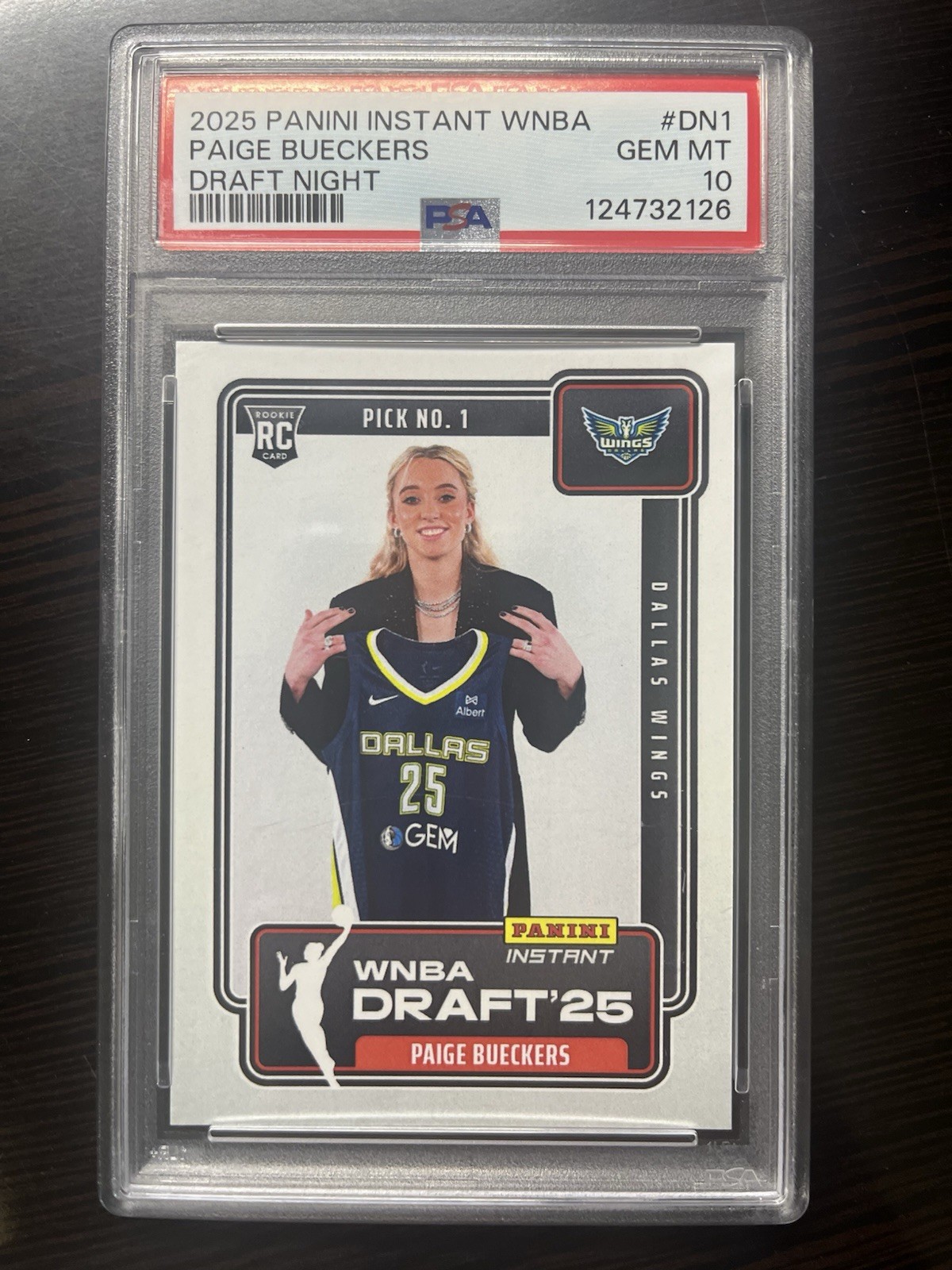 Paige Bueckers 2025 Panini Instant WNBA RC Draft Night #DN-1 PSA 10 Gem Mint view 1