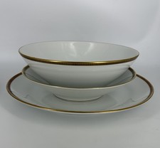 Richard Ginori Italy Lot 3 Pièces de Service Porcelaine Blanche Dorée Vintage