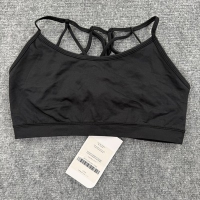 Fabletics Dash Bra L Black Multi-Strap Seamless Sports Bra Womens BA1513296-0001