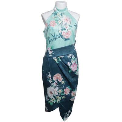 Bodyflirt Boutique, Neckholderkleid, Größe: 40/42, Grün/Blau/Mehrfarbig #K7t