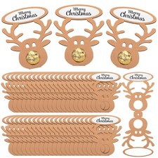 100 Pcs Christmas Lollipop Paper Cards Cartoon Reindeer Candy Holders with Gl...