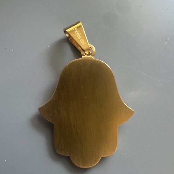 Alternate view of Gold Plated Hamsa Eye Cubic Pendant Inch Necklace Religious Faith