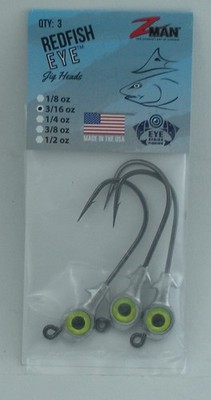 Zman REJH316-05PK3Redfish Eye Jigheadz Jighead 3/16 oz 4/0 Hook Color Chartreuse