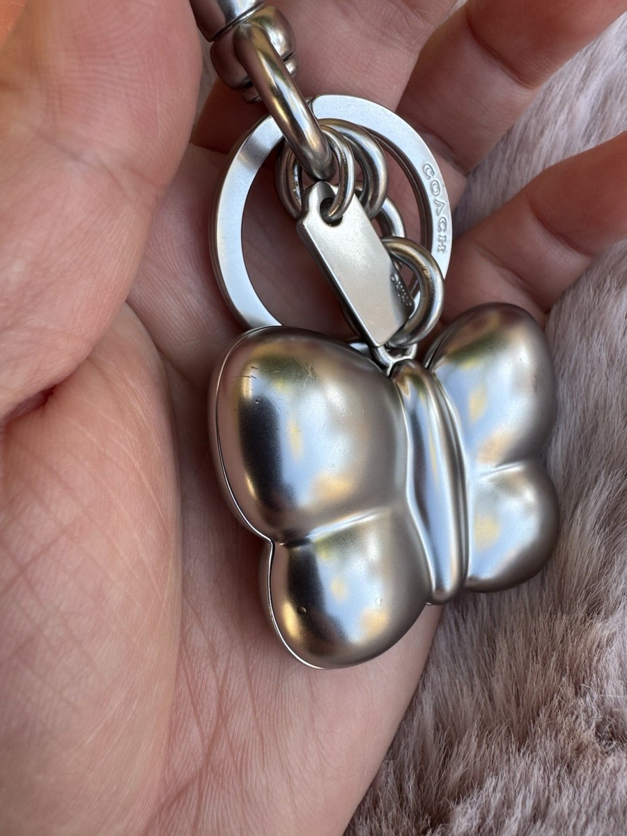 Coach Butterfly Silver 3D Bag Charm Keychain Fob Holder CH842