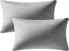 Decorative Pillow Cases 12x20 Light-Grey: 2 Pack Cozy Soft Velvet Rectangular Th