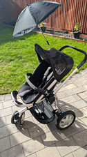 Quinny Buzz Black/Grey 3-Wheel Pushchair with Parasol, Sun Canopy & Basket