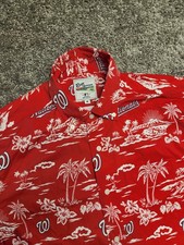 Men's Washington National Reyn Spooner Red Aloha Button Down Shirt M Performance