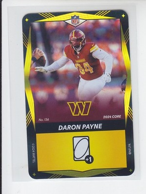 NFL UNO Elite Football 2024 Core DARON PAYNE Yellow Foil SP Commanders #136