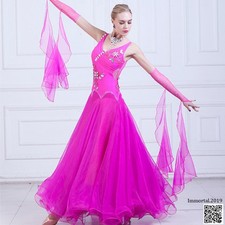 Latin Ballroom Dance Dress Modern Salsa Waltz Standard Long Dress 2 Colors