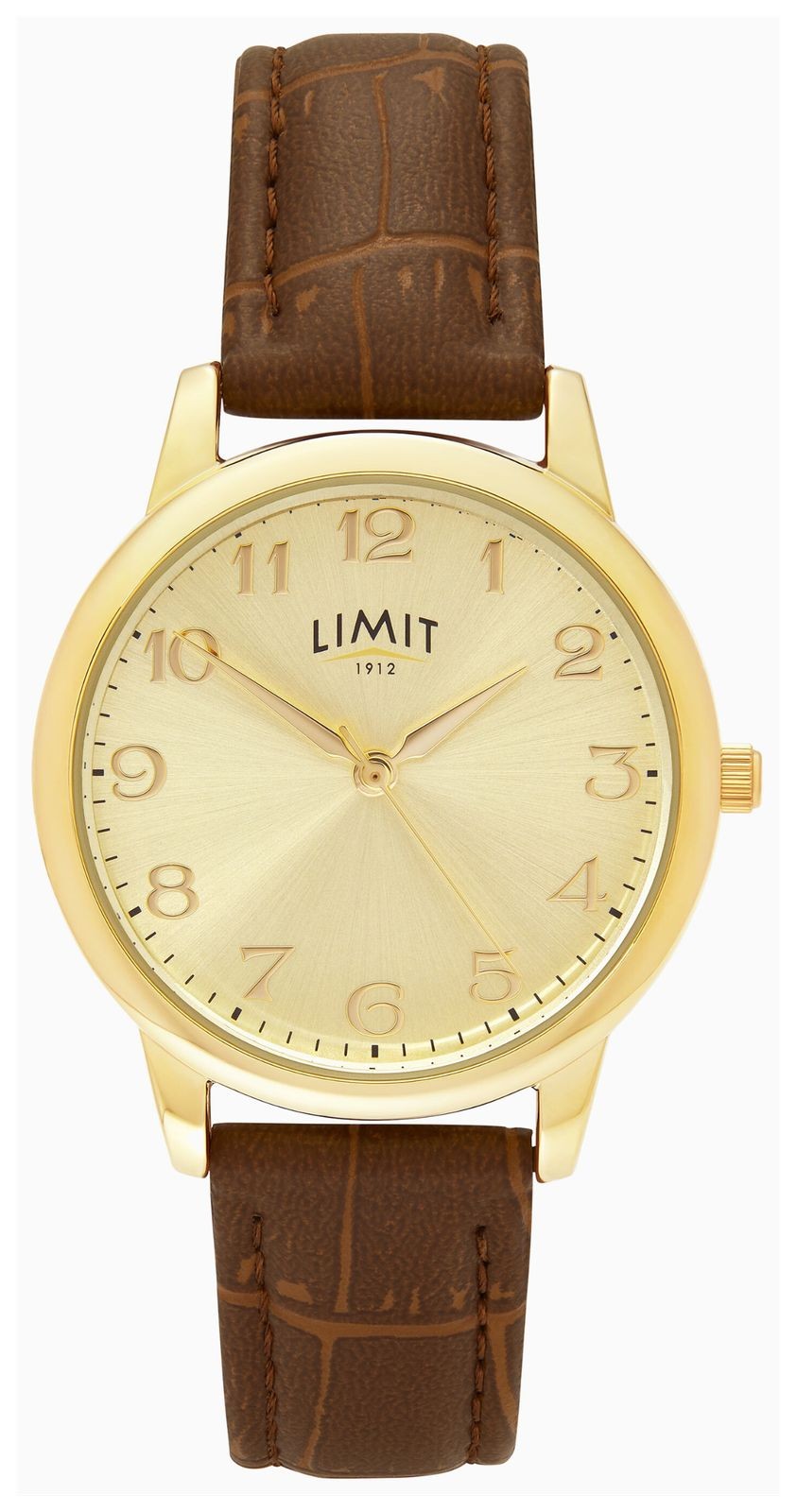 Limit Classic Quartz (34mm) Gold Dial / Brown Croc Grain PU Leather Strap 50060