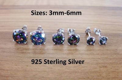 925 Sterling Silber - Mystic Topas Runde CZ Zirkonia Ohrstecker