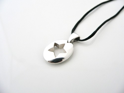 Tiffany & Co Star Stencil Charm on Silk Cord Necklace Pendant Silver Gift Love - Picture 4 of 4