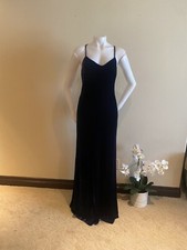 NWT Navy Blue Maxi Evening Dress Ralph Lauren Spaghetti Straps Small