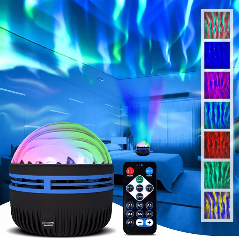 2 In1 Northern Lights And Ocean Wave Galaxy Projector Lamp With 14 Light Effects