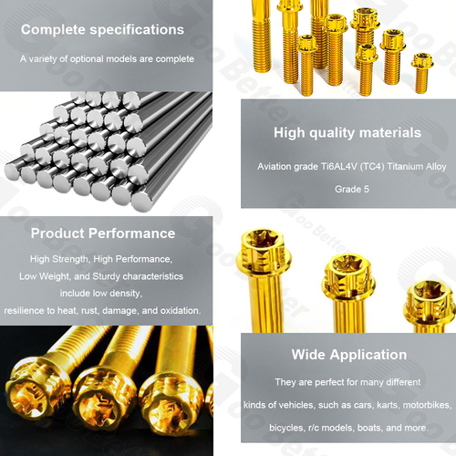 M10 Titan Flanschkopf T50 Torx Schraube Doppelantrieb Gold 1,25/1,5 mm Gewinde - Bild 2 von 30