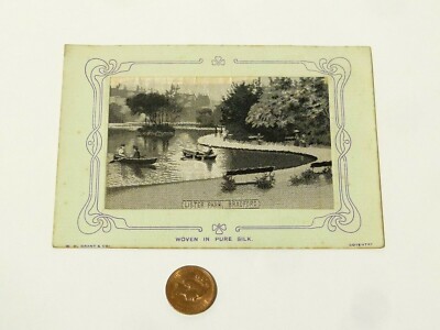 1904 Lister Park Bradford Seidenpostkarte Cartwright Memorial Hall #SP32