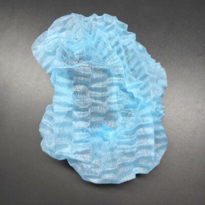 Disposable 21'' Hair Net Bouffant Caps Blue Double Elastic String 10gsm 100pcs/pk