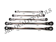 VCT 5PC Double Box End Spline Ratcheting Wrench | SAE 1/4" - 13/16 Flexible Head
