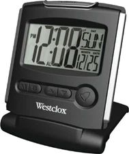 NEW Westclox 72028 Folding Travel Alarm Clock - Black LCD DISPLAY 8285124