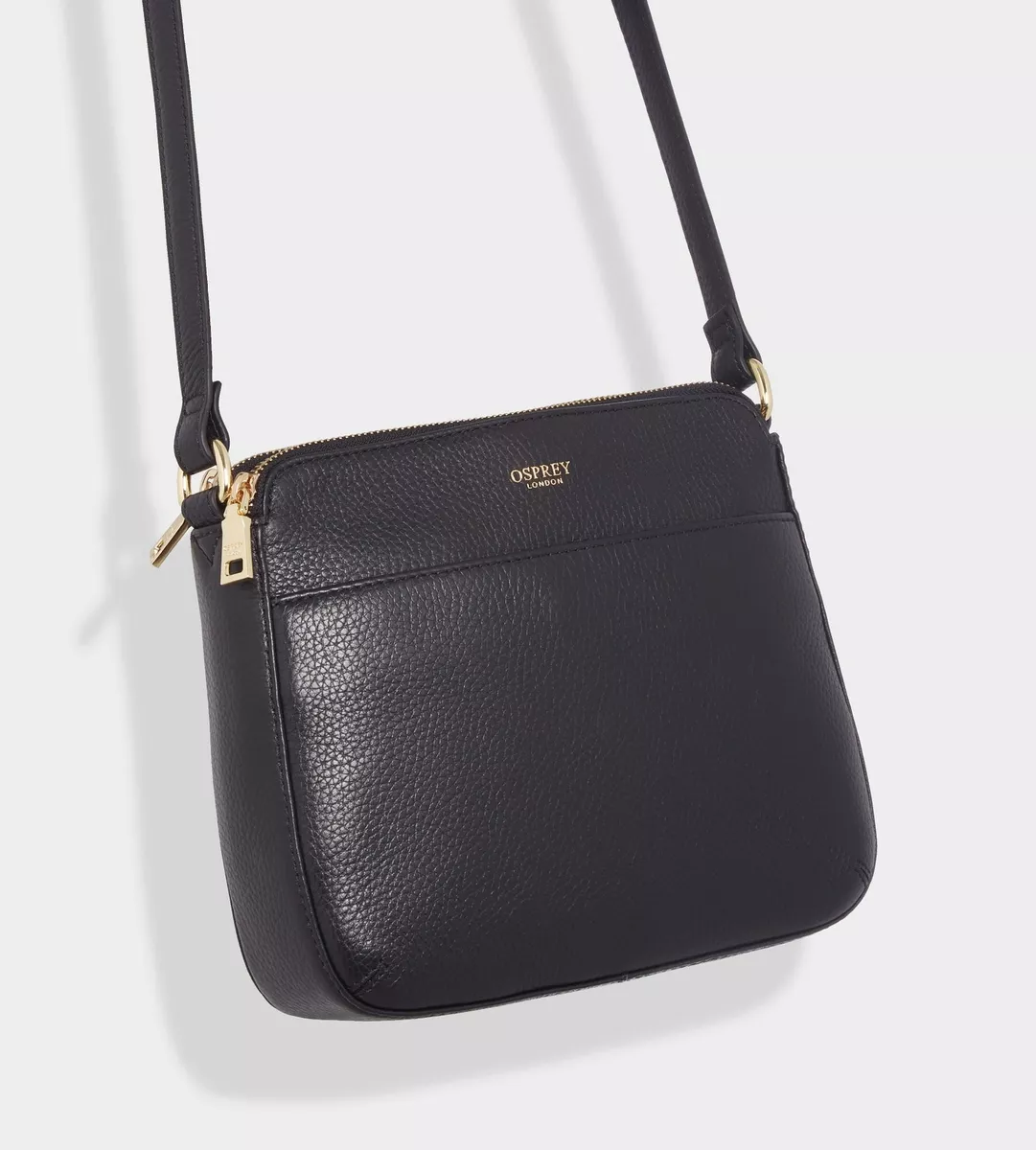 OSPREY LONDON The Buckley Leather Cross Body Black Leather Cross Body Bags