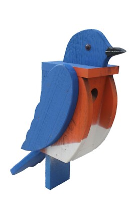 The Woodpecker Family Amish Handcrafted Birdhouse - BLUEBIRD
