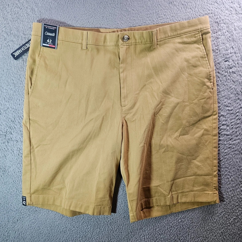 Nuevo con etiquetas Pantalones Cortos Informales Roundtree & Yorke Hombres 42 x 11" Clásicos Elastizados Amarillo Marrón Foto 2 de 4