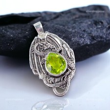 August Natural Peridot Birthday Bezel Best Friend Gift Pendant Sterling Silver