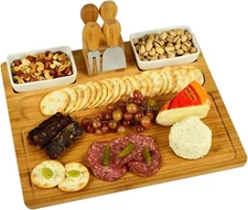 Picnic at Ascot Sherborne Charcuterie Cracker Cheese Spread Set Board Wood