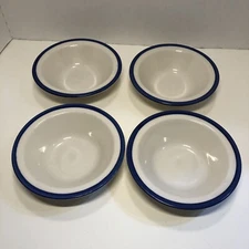 Homer Laughlin China 3 Soup Cereal Bowls Blue Band 6.25"