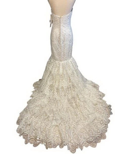 with tags Justin Alexander Sand Ivory Venice Lace Mermaid Wedding Dress Size - Image 2 of 2