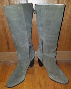 gray suede tall boots