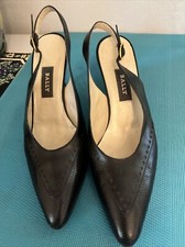 Bally Womens Black Leather Slingback Heels Size 8M